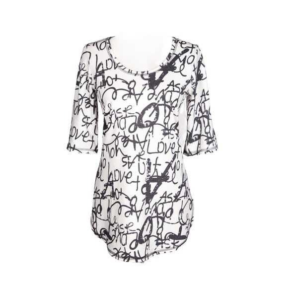 Women's Long Tunic Size L Abstract Script Loungewear Artex Fashions NWT - Picture 1 of 2